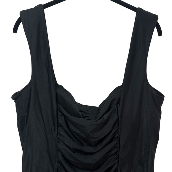 NEW J. Crew Black Ruched Square Neck One Piece Swimsuit Resort Beach Size 22 - Picture 6 of 13